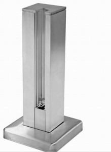 SPIGOT LEWY 55x50mm H=230mm Szkło 8-12,76mm, ALUMINIUM SUROWY 