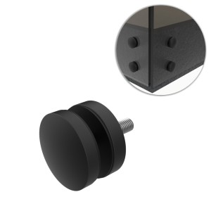 Uchwyt punktowy szkła, rotula, dla szkła 8-21,52 mm, AISI 304, Ø50/8mm, otwór Ø10,5, czarny, RAL 9005 MAT