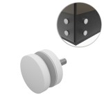 Uchwyt punktowy szkła, rotula, dla szkła 8-21,52 mm, AISI 304, Ø50/8mm, otwór Ø10,5, biały, RAL 9003 PÓŁMAT 