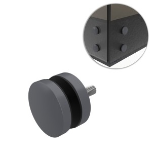 Uchwyt punktowy szkła, rotula, dla szkła 8-21,52 mm, AISI 304, Ø50/8mm, otwór Ø10,5, RAL 7016 MAT 